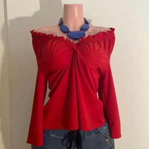Parallel Woman Red Top Size Large Preloved